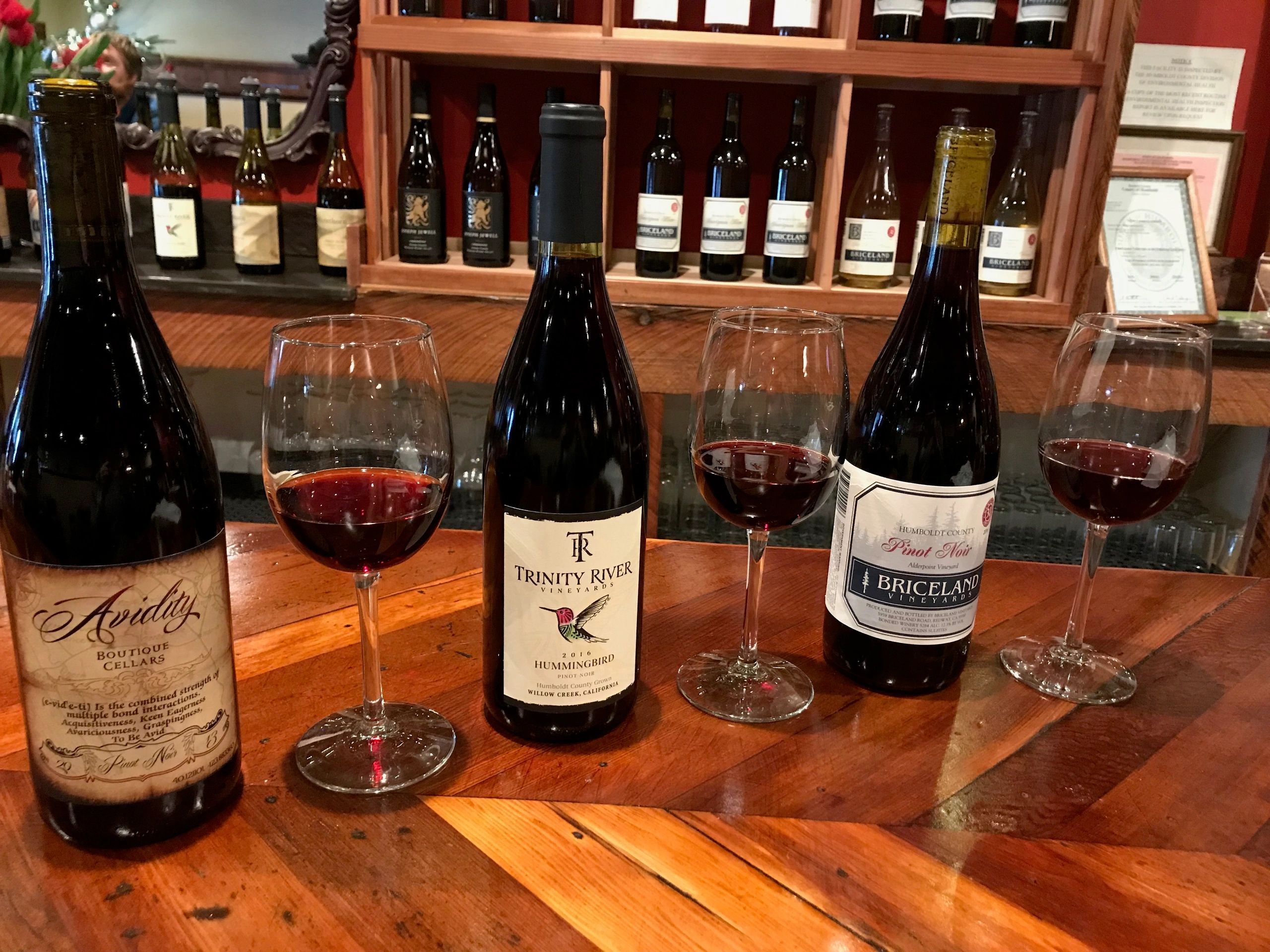 Wine tasting with bottles and glasses