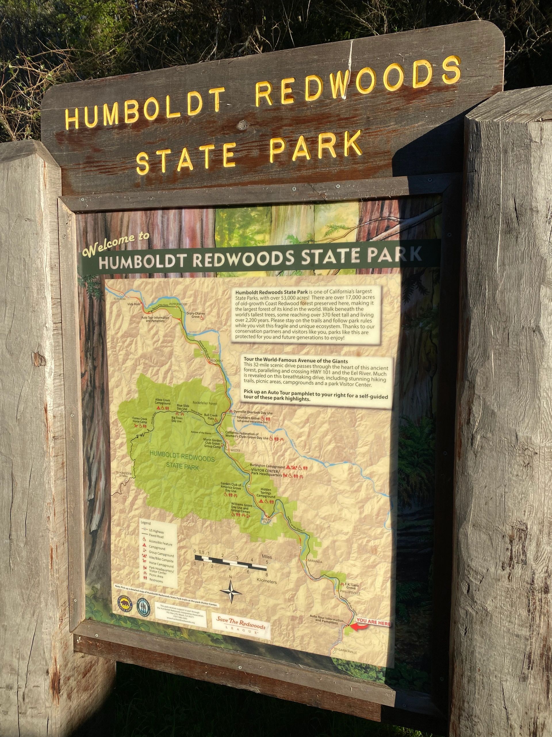 Humboldt Redwoods State Park wayfinding sign